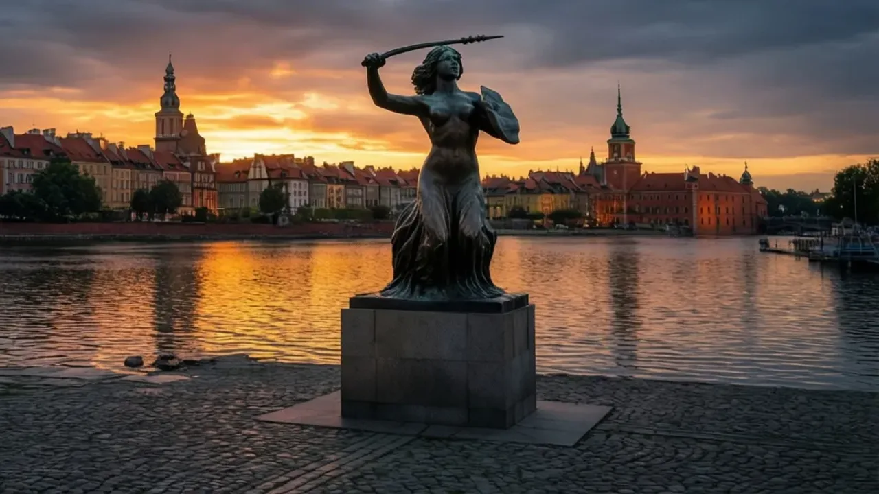 Legenda o syrence warszawskiej: historia, pomnik i syrenka warszawska Pomnik Syrenki nad Wisłą ilustrujący jak wygląda legenda o syrence warszawskiej w przestrzeni miejskiej.