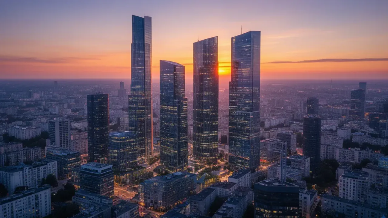 Nowe wieżowce w Warszawie 2026: budowa, skyline i drapacz chmur Nowe wieżowce w Warszawie – panorama nowoczesnych biurowców w centrum miasta w 2026 roku.