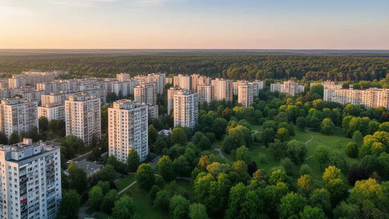 Ursynów atrakcje: najlepsze miejsc na ursynowie i dzielnica w pigułce Panoramiczny widok na nowoczesną architekturę i zielone tereny dzielnicy – ursynów atrakcje w Warszawie.